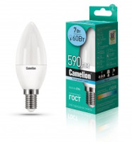 Camelion Свеча E14 7W(590lm 220°) 4500K 4K матов. 101x37 пластик LED7-C35/845/E14
