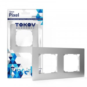 TOKOV ELECTRIC рамка 2 мест. алюм. Pixel TKE-PX-RM2-C03