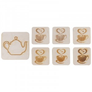 Подставка под горячее Чаепитие 7шт/набор, фанера 108762 Mallony