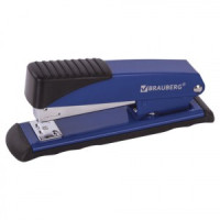 Степлер №24/6, 26/6 металлический BRAUBERG &quot;Office&quot;, до 30 листов, синий, 228612