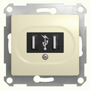 Systeme Electric GLOSSA USB А+А мех. роз. 2 мест. беж. Iв=2100ma Uном=100-240В(пласт. осн) GSL000233