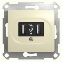 Systeme Electric GLOSSA USB А+А мех. роз. 2 мест. беж. Iв=2100ma Uном=100-240В(пласт. осн) GSL000233
