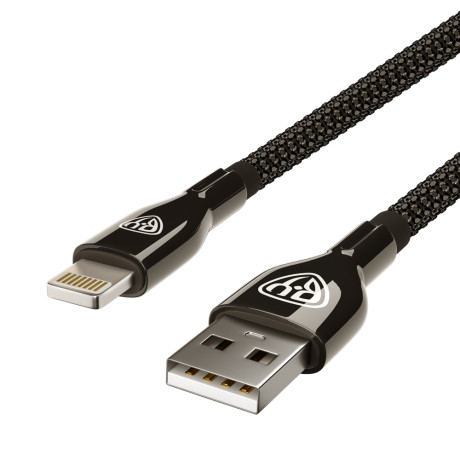 BY Кабель для зарядки КРИСТАЛЛЫ iP, 1м, Быстрая зарядка 2.4А, 12W, черный