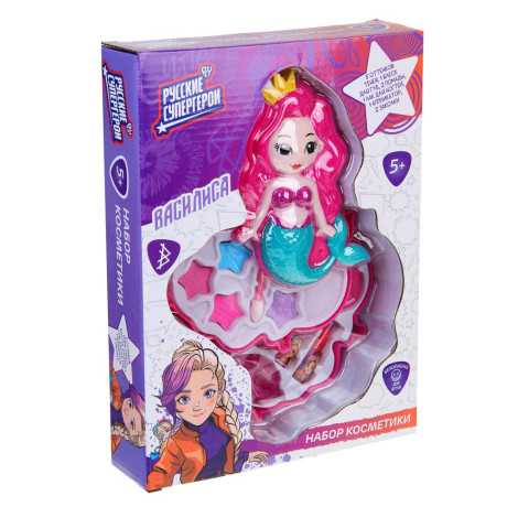 BY Русские Супергерои Набор детской косметики: тени, блеск, помады, лак, аппликатор, заколки, #10386