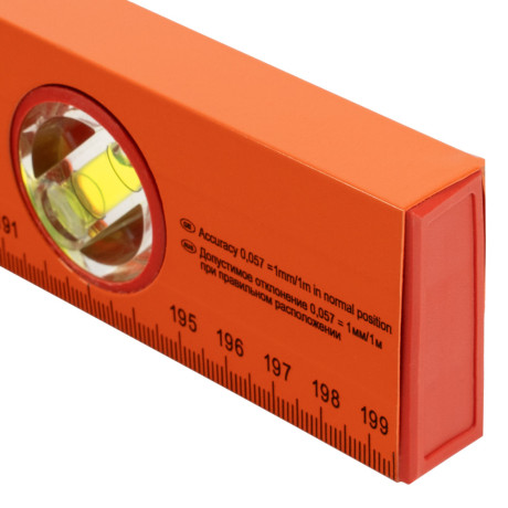 Уровень алюминиевый, 2000 мм, 3 глазка, желтый, линейка Sparta