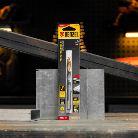 Сверло спиральное по металлу 9 x 125 мм, Р6М5, Golden Tip  Denzel