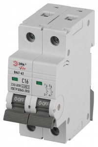 ЭРА PRO автоматический выкл. ВА47-63 2P 16А хар-ка C 4,5кА VA63-2P16C4.5 59422