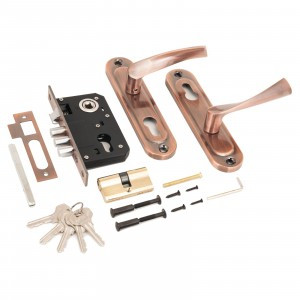 Замок врез с руч 1023/60-АС медь кл-кл м/о 61,5мм, 3риг,  мц 60мм,  5кл Апекс