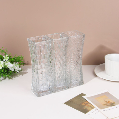 Ваза стеклянная, 5,5х6x18 см, 3 дизайна