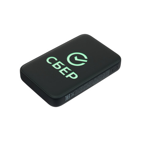 BY Аккумулятор мобильный SB, 10000мАч, встроенные кабели, светящийся логотип, Сбер