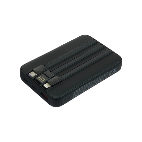 BY Аккумулятор мобильный SB, 10000мАч, встроенные кабели, светящийся логотип, Сбер