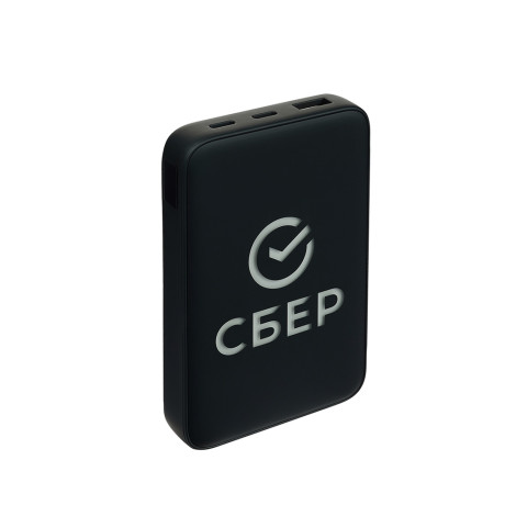 BY Аккумулятор мобильный SB, 10000мАч, встроенные кабели, светящийся логотип, Сбер