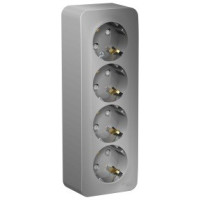 Systeme Electric BLANCA роз. ОУ 4 мест. 16А алюм. (пл.осн., земля, штор., изол.пл.) BLNRA011413 (4!)