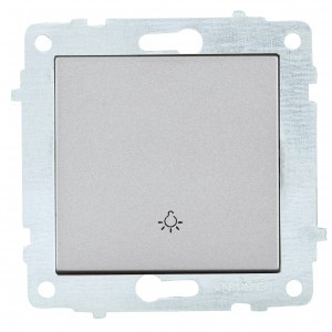 OVIVO мех. выкл. СУ 1 кл. 10А (кнопочный) серебро (ко всем рамкам) 600-000210-205