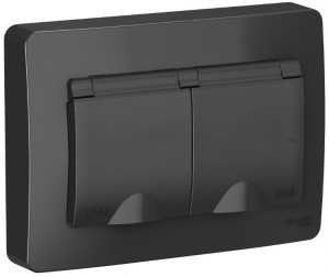 Systeme Electric BLANCA блок(роз. 2 мест. 16А) СУ антрацит(земля, штор, крыш, IP44) BLNRS441126(5!)