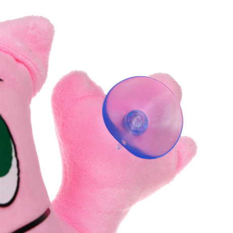 ЕРМАК Игрушка мягкая на присосках для авто "Кот Саймон" с надписью "Понять и простить" 20см, розовый