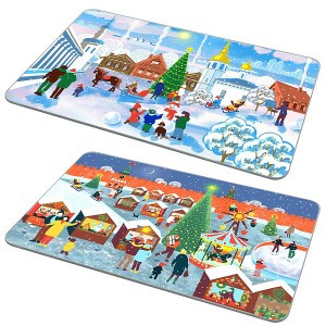 Доска разделочная "Зимние города", 18*28см, стекло VL2-271 Мультидом