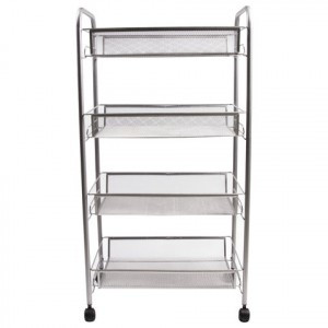 Этажерка (тележка) BRABIX офисно-быт. 4яр., на колесах, металл, серебристая, 43,5х26х83,5 см, 603754