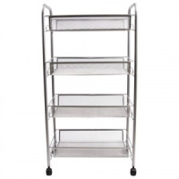 Этажерка (тележка) BRABIX офисно-быт. 4яр., на колесах, металл, серебристая, 43,5х26х83,5 см, 603754