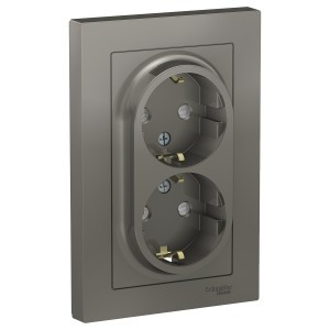 Systeme Electric AtlasDesign роз. СУ 2 мест. сталь (пл.осн., земля, штор.) ATN000926 (6!)