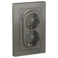 Systeme Electric AtlasDesign роз. СУ 2 мест. сталь (пл.осн., земля, штор.) ATN000926 (6!)