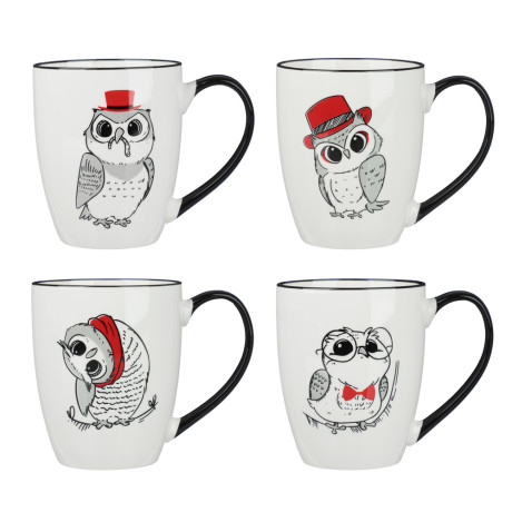 Кружка тм MILLIMI Совы 350мл, фарфор, 4 дизайна