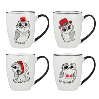 Кружка тм MILLIMI Совы 350мл, фарфор, 4 дизайна