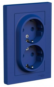 Systeme Electric AtlasDesign роз. СУ 2 мест. аквамарин (пл.осн., земля, шторки) ATN001126 (6!)