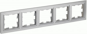 IEK BRITE Рамка СУ 5 мест. РУ-5-БрА пластик алюминий BR-M52-K47