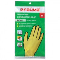 Перчатки  хоз. латексные ЛАЙМА &quot;Люкс&quot;, с х/б напыл., плотные, размер M , 402-390