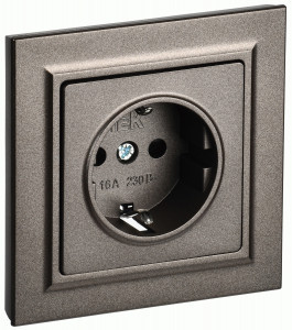 IEK BRITE роз. СУ 1 мест. 16А бронза (земля,шторки)  РСР14-1-0-БрТБ BR-R14-16-K45-F