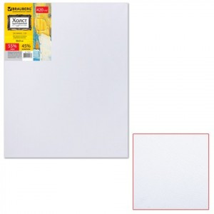 Холст грунт. на подрамнике BRAUBERG 40х50 см, 45% хлопок, 55% лен, среднее зерно, 190636