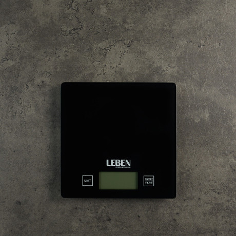 LEBEN Весы кухонные электронные, стекл.платформа, макс.нагр. 5кг (точн.измер. 1гр)