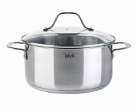 Кастрюля нерж сталь с крышкой Элиас 3л, стенки 0,6мм, индукция TR-11083 Taller