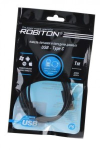 Кабель Robiton P6 USB(A)шт.- type-C 2.0 шт. 1м черный PH1, 14293