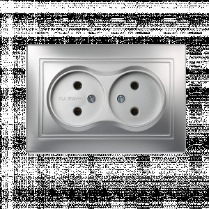 Smartbuy Венера роз. СУ 2-местная без заземления 10А серебро,  (SBE-01s-10-S2-N-c)