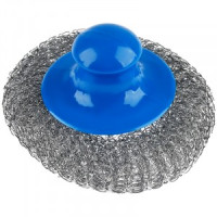 Губка(мочалка)для посуды металл,d=9см,20гр,сетка+ручка,332886/OfficeClean