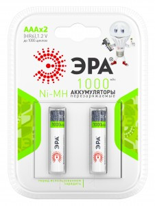 Ак-р ЭРА Аккумулятор AAA/R03 1000mAh HR03-2BL BL2 (20/240/7680) 1600