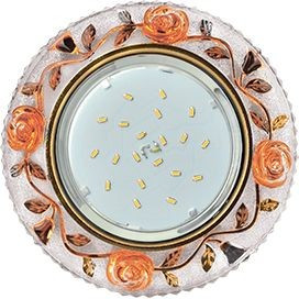 Ecola GX53 H4 LD7071 св-к Круг "Розы" подсветка 4K Янтарь/Золото 35x125 FO53GREFB (10!)