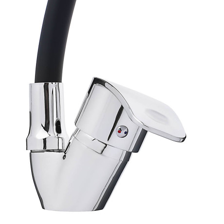 СоюзКран Смеситель для кухни, гибкий излив, керам. картридж 40мм, черный, цинк, SK01-С113