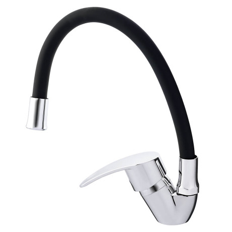 СоюзКран Смеситель для кухни, гибкий излив, керам. картридж 40мм, черный, цинк, SK01-С113