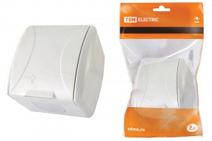 TDM Селигер роз. OУ 1 мест. 16А бел. (земля, крышка, IP54) (10!) SQ1818-0013