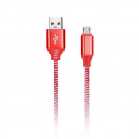 Дата-кабель USB(A)шт. - microUSBшт.Smartbuy нейлон.опл. Socks, 1м,, 2А, красн.(iK-12NS red)
