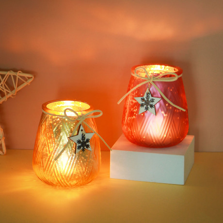 Подсвечник, 9х9х10 см, стекло, арт.39, 2 цвета