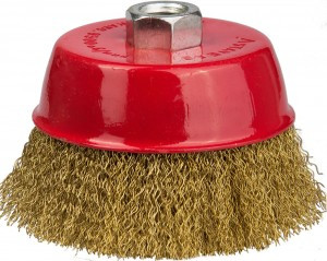 Щетка STAYER "MASTER" чашечная для УШМ, витая латунированная стальная проволока 0,3мм, 60мм/М14