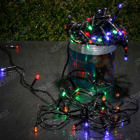 Гирлянда светодиодная ЦВЕТНАЯ/7метров, 72л, черный провод/