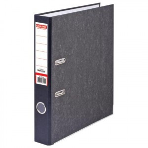 Папка-регистратор ОфисМаг с мраморн. покр., 50мм, черный корешок