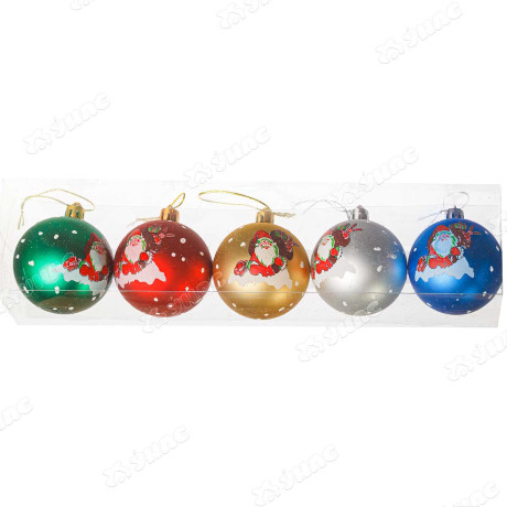 Шар Р01 5шт 6см (рис.дед мороз)микс акриловые(144)