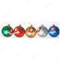 Шар Р01 5шт 6см (рис.дед мороз)микс акриловые(144)