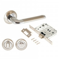 Комплект для двери АЛЛЮР АРТ ПОЛО SN/CP+L7050S SN+BK-R1 SN мат.ник/хр(ручка и защ с фикс)блистер(20)